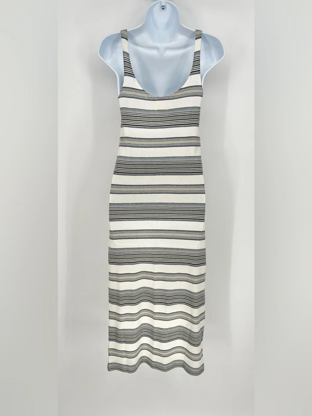 Hurley Striped Cotton Knit Scoop Neck Maxi Dress XS